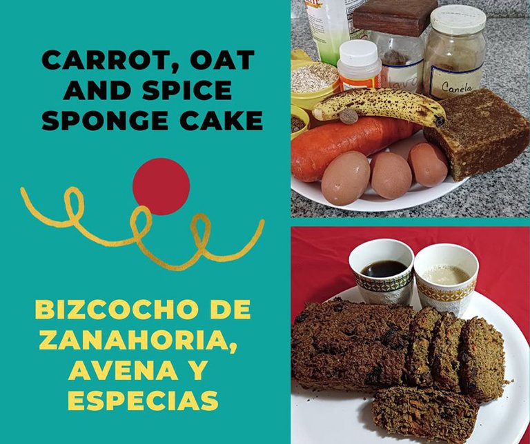Bizcocho de zanahoria,  avena y especias||Carrot, oats and spices cake 
