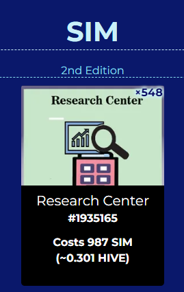 Research Center cost 987 SIM or 0.301 Hive.PNG
