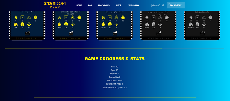 second scroll down to below missoins to Game progress and stats.PNG