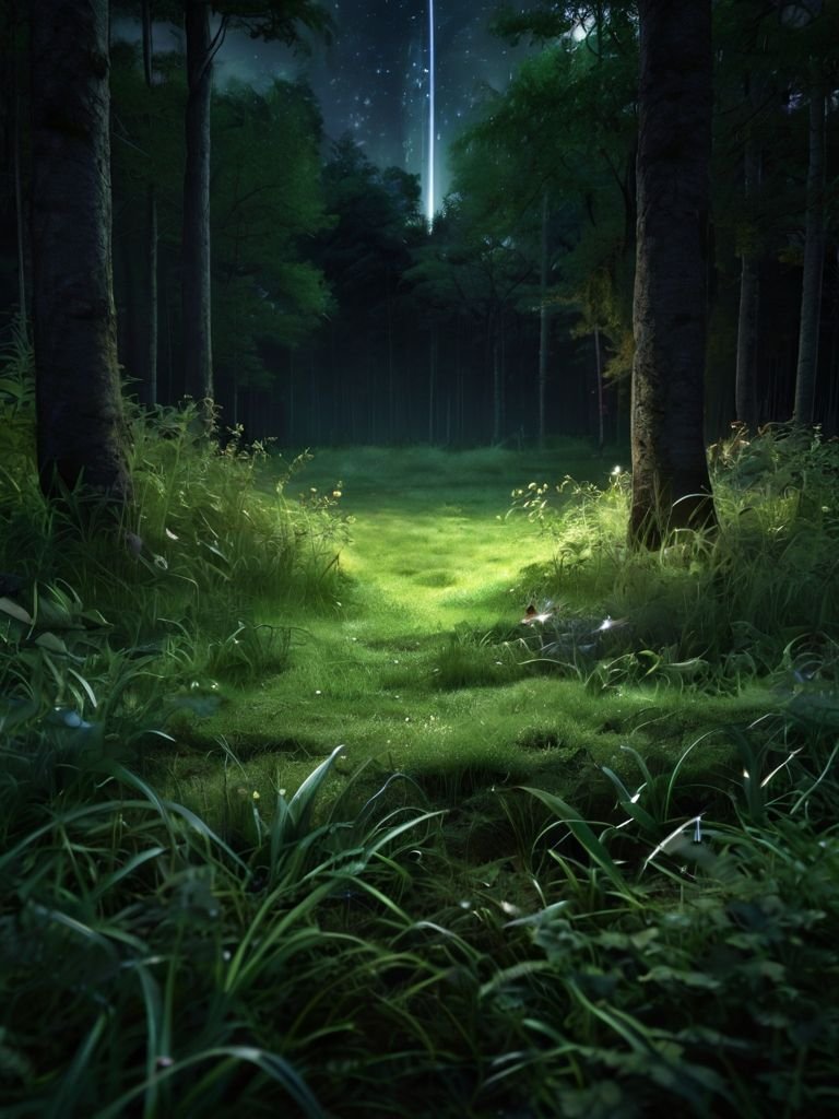 Default_Imagine_green_grass_growing_in_the_forest_and_looking_1.jpg