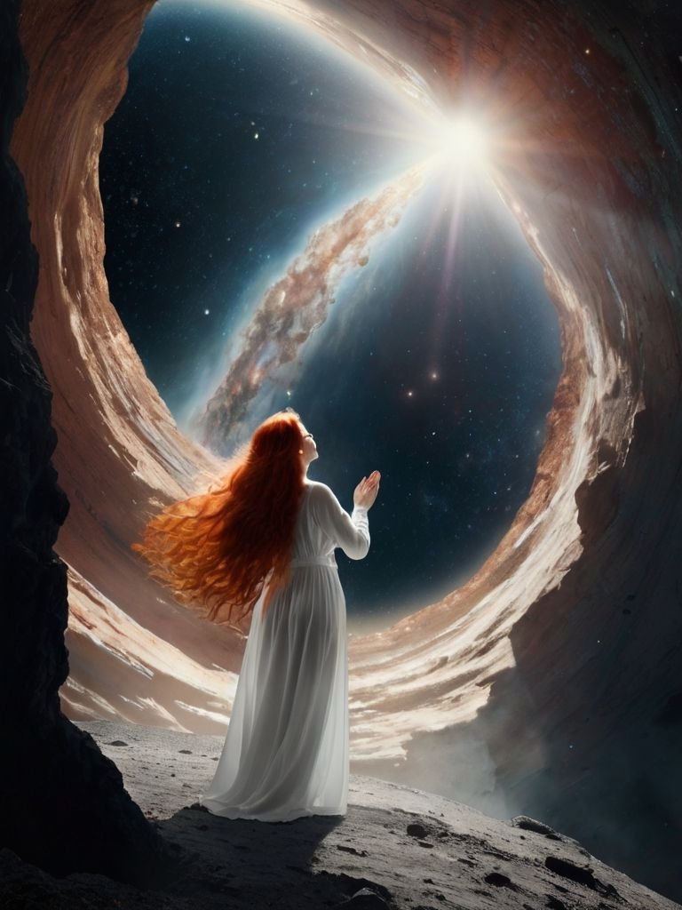 Default_A_red_haired_woman_in_a_muslin_dress_prays_to_a_cosmic_0.jpg