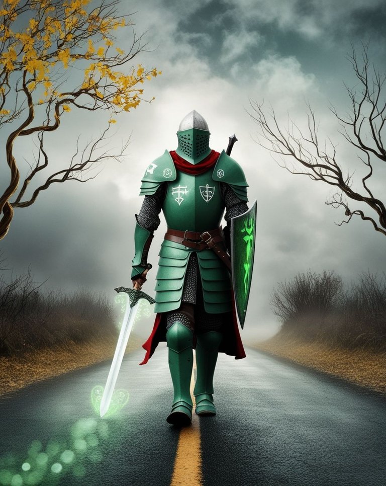 Leonardo_Phoenix_A_solitary_knight_in_green_armor_traveling_on_0.jpg