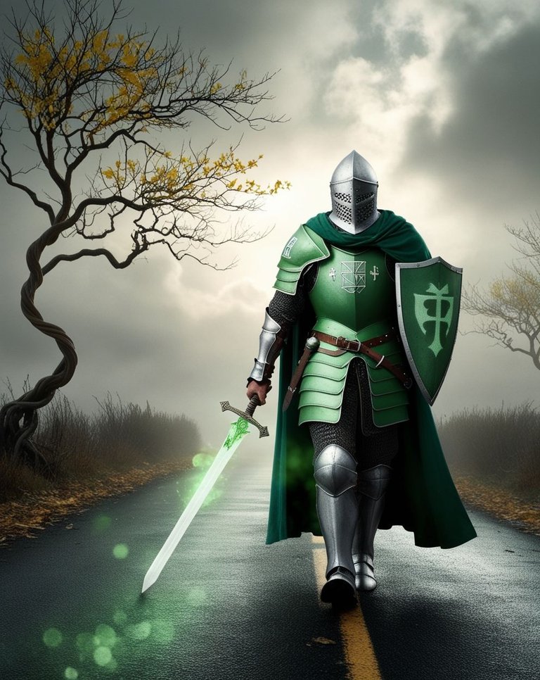 Leonardo_Phoenix_A_solitary_knight_in_green_armor_traveling_on_1.jpg