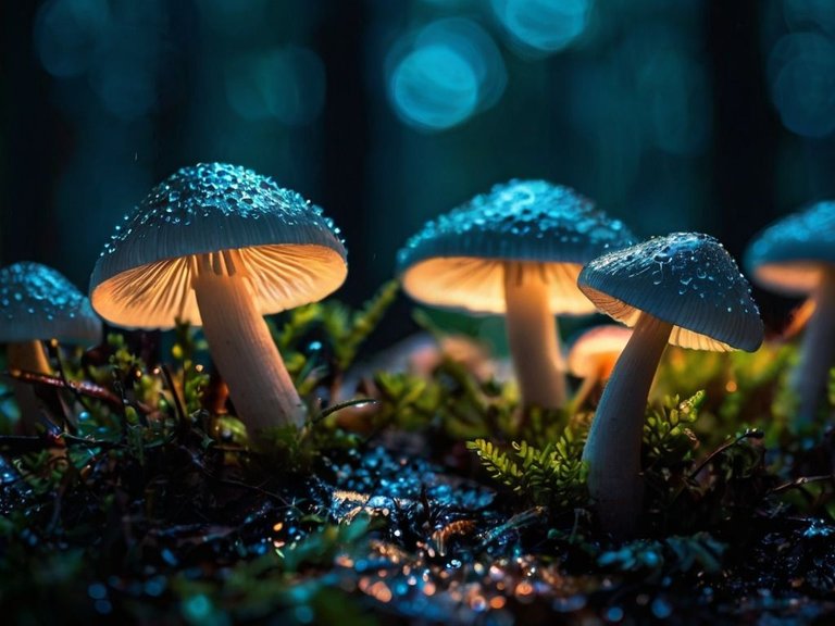 Default_Small_fluorescent_mushrooms_rain_night_the_light_from_1.jpg