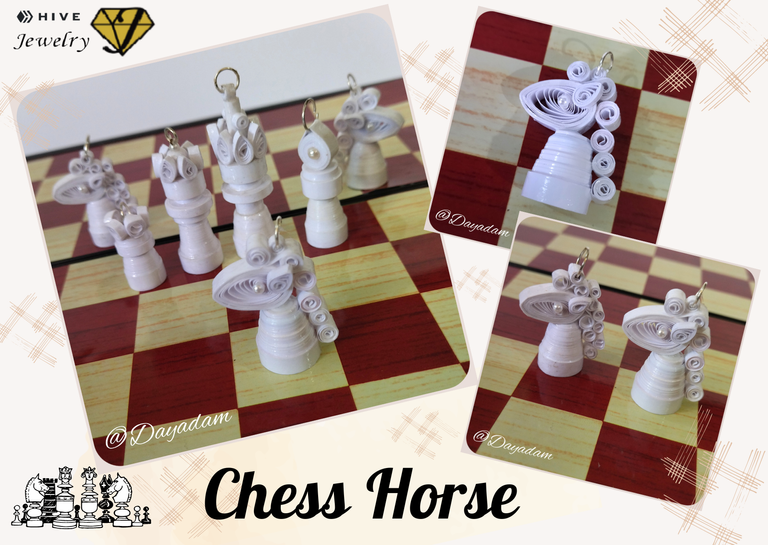 Chess Horse in 3D // Necklace Pendant Quilling Technique [Eng/Esp]