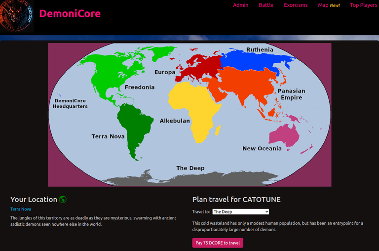 DemoniCore world map