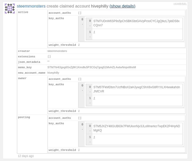 transaction registering hivephilly account