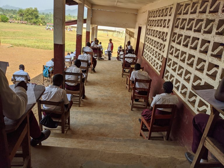 Test taking at Bopolu Liberia High School