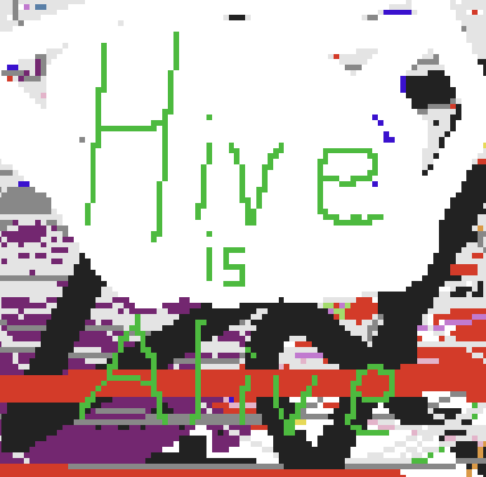 Message that "Hive is Alive" on Satoshi's Place Lightning Network Artboard