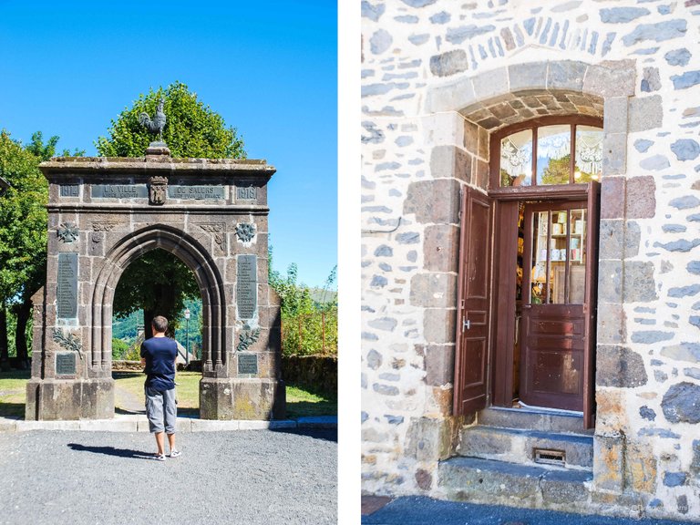 Le Monument aux Morts on the left / Double doors