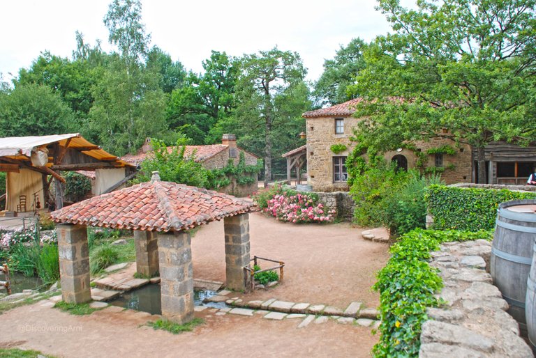 Village music is played on the stage on the left every hour