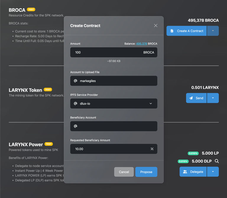 Create a contract inside the modular wallet component