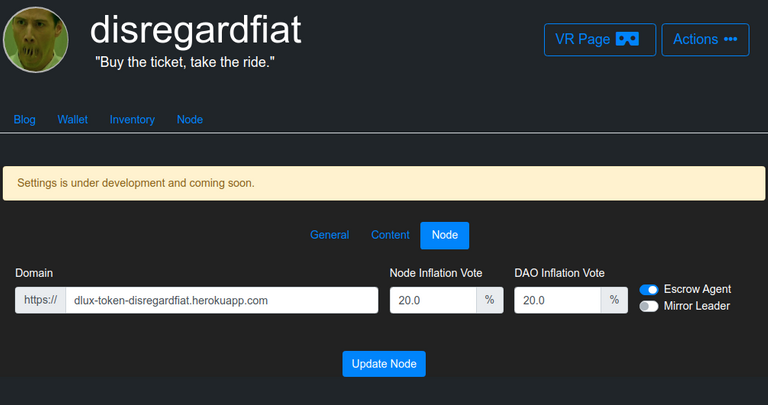 node settings