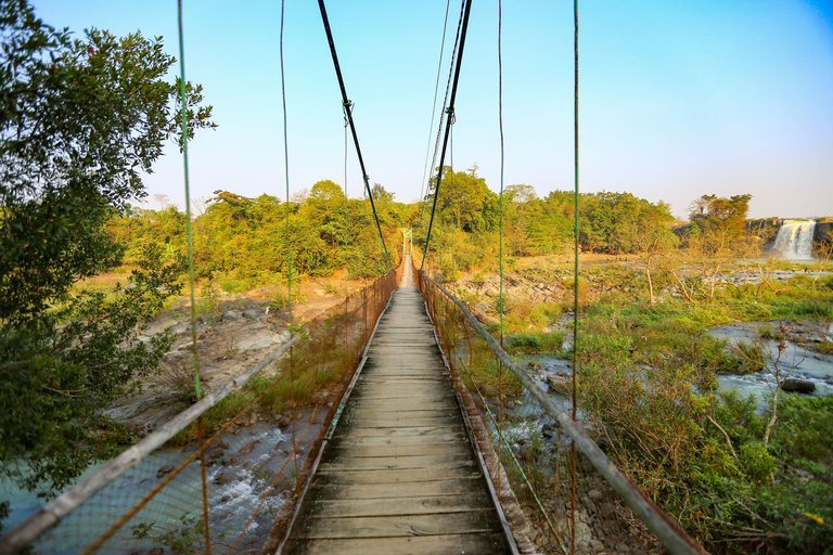 Suspension bridges cross two tributaries of the Serepok River that you have to cross to get from Dray Sap waterfall to Dray Nur waterfall.