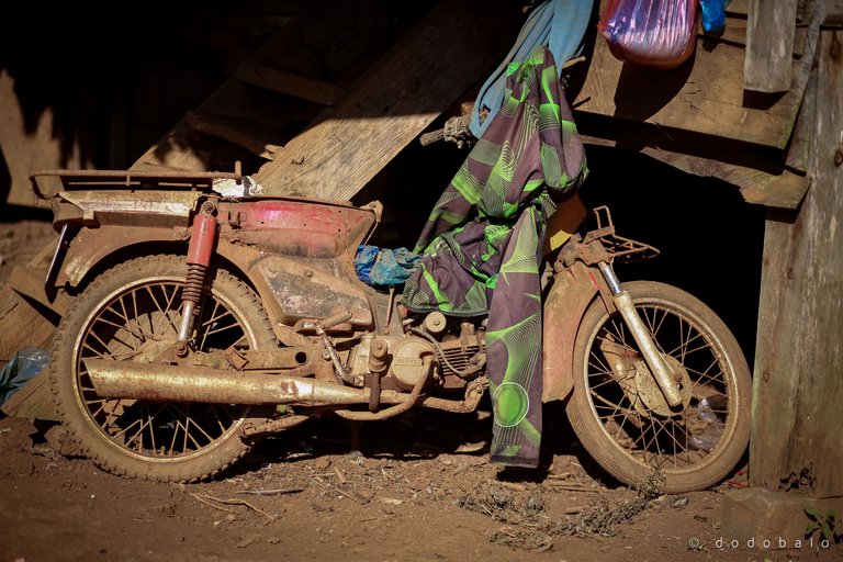 The local people use these rustic motorbikes to carry the coffee berries home after a hard-working day.