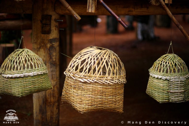 The bamboo "houses" of poultry.
