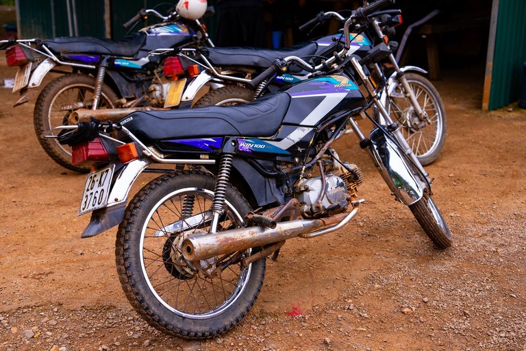 Local villager used this motorbike to drive me to the village