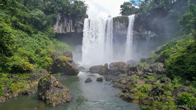 Do you see me? I'm so tiny compared to the waterfall