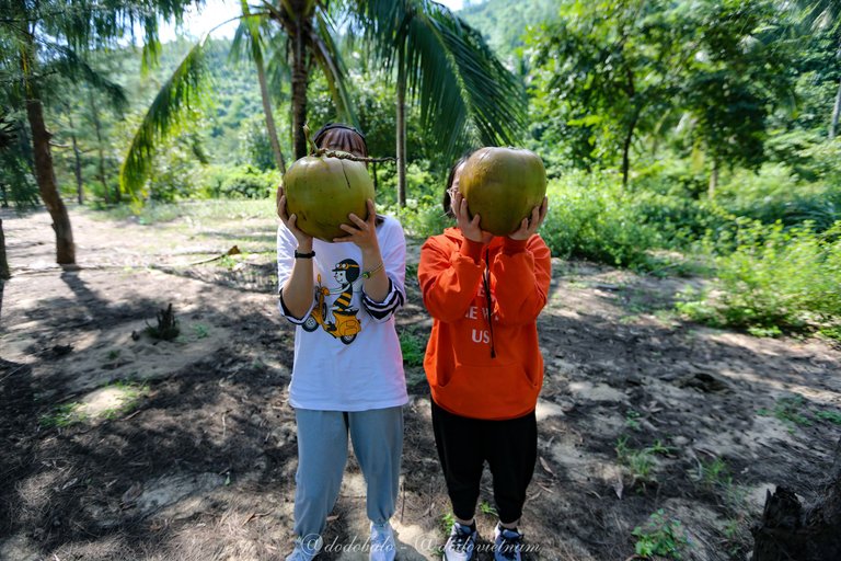 You see the coconuts are even bigger than the heads of my friends.