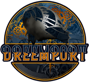 Dreemport Logo white outlined font transparent tight small.png