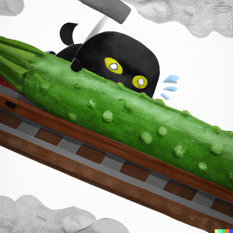 DALL·E 2022-11-07 13.49.23 - ninja sneaking a cucumber on the top of a train..png