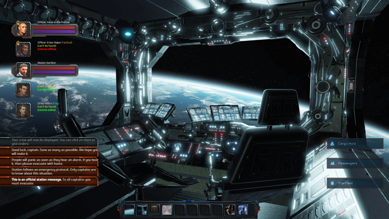 One of our game screens when evacuating from a starbase. (taken from playable alpha)