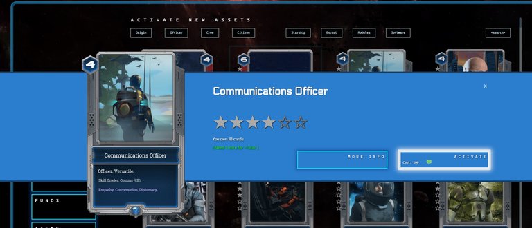 If you have more copies of a card, it will have more available stars. Here the stars are grey: they have not been activated yet!