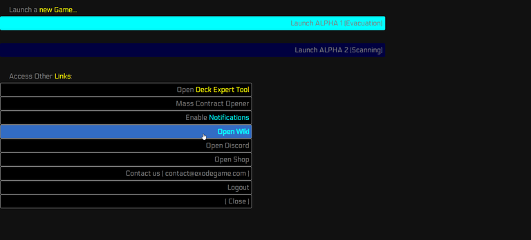 Our next alpha launch menu. Note that it mentions Alpha 1... and Alpha 2!
