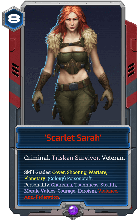 'Scarlet Sarah', one of the Epic characters to be found in Boosters.