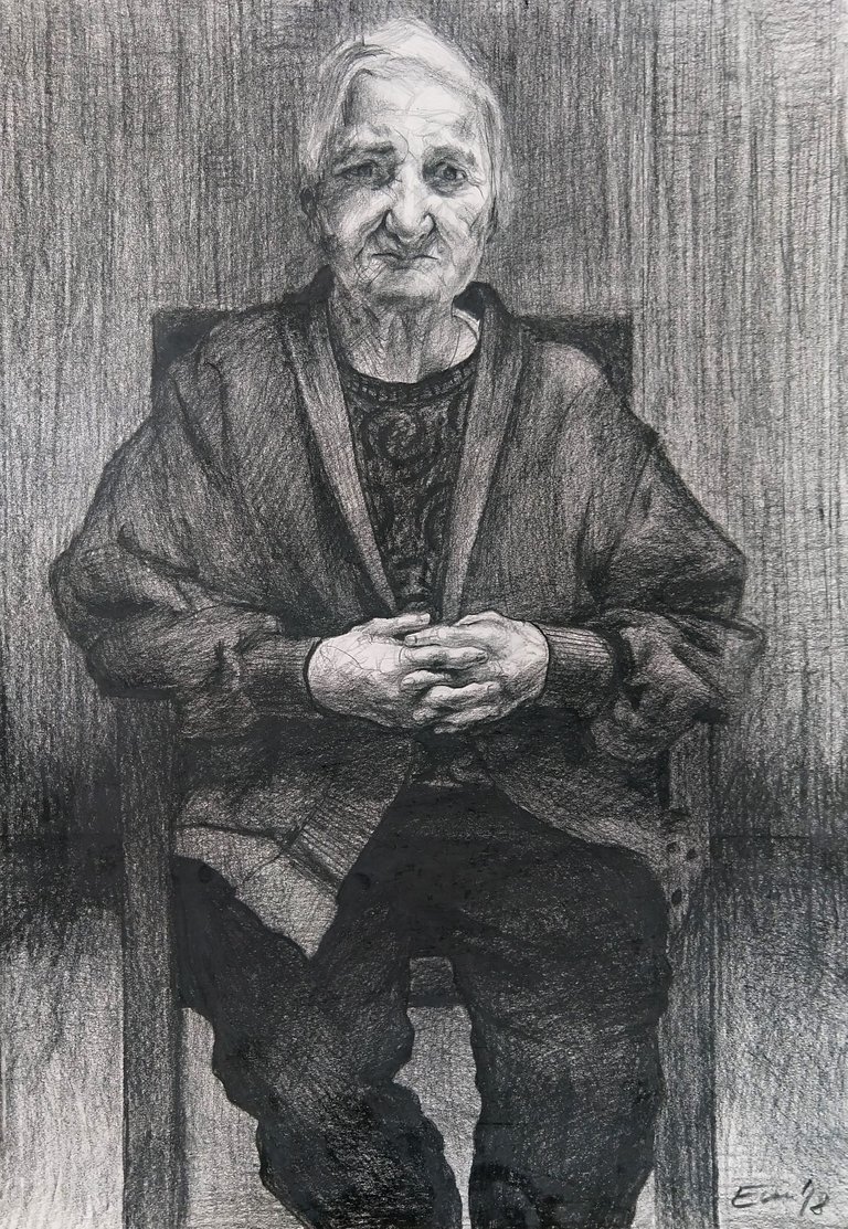 Emilia Garbień, Portret Babci Janci, ołówek na papierze, 42 × 30, 2018, rgb.jpg