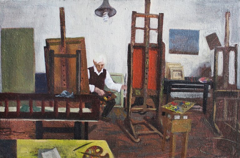 Emilia Garbień, W pracowni nr V, olej na płótnie, 40 × 60, 2019, rgb.jpg