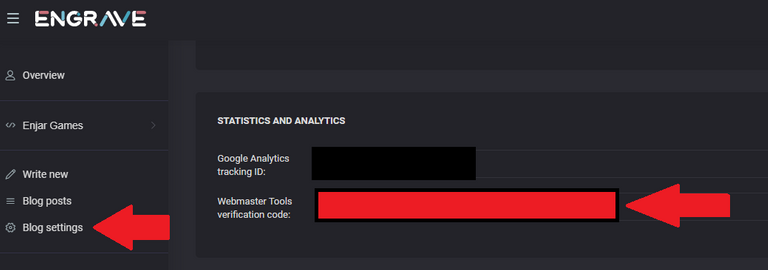 setting up webmaster tool code in engrave dblog.png