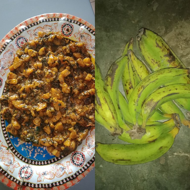 Preparing Porridge Plantain with Periwinkle and Cow Skin