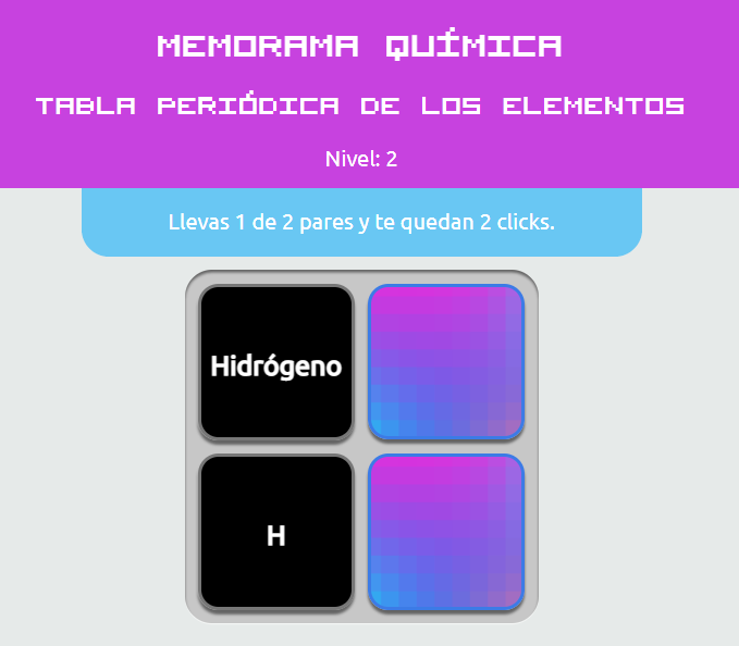 Chemistry memory game to learn the Periodic Table of Elements.