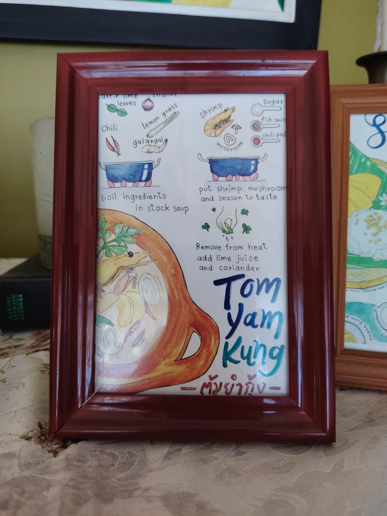 Tom Yum Kung—the soup we enjoyed, spicy and flavorful with prawns and herbs.