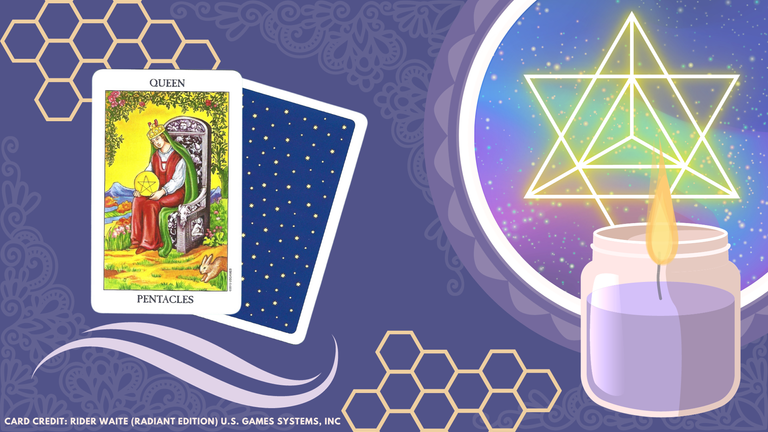 FITBEE TAROT COVER - THE QUEEN OF PENTACLES CARD.png