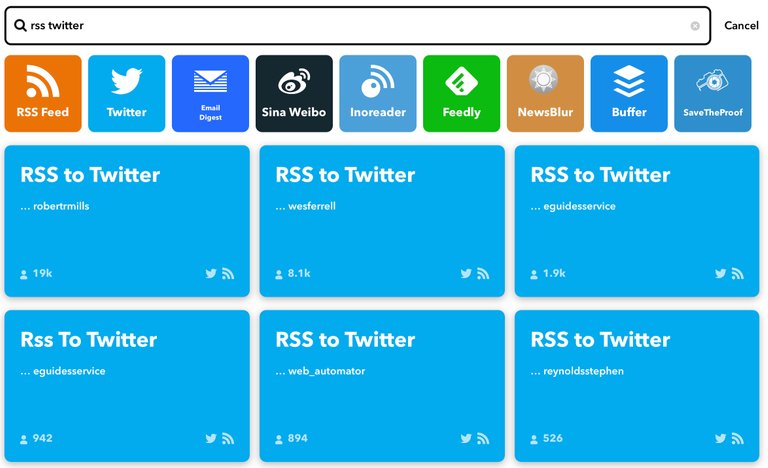 RSS to Twitter IFTTT applets