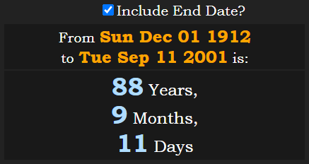 From Minoru Yamasaki birth to September Eleven attacks are 88y 9m 11d (911).PNG