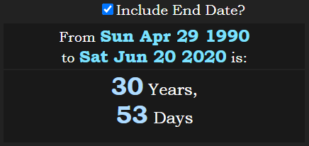 From Manly P Hall death to 6202020 are 30y 53d 353.PNG