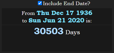 From Pope Francis birth to 6212020 are 30503d 353.PNG