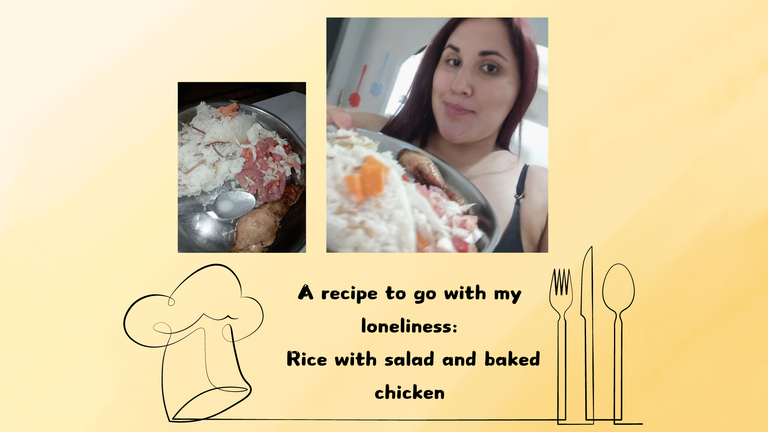 A recipe to go with my loneliness Rice with salad and baked chicken.png
