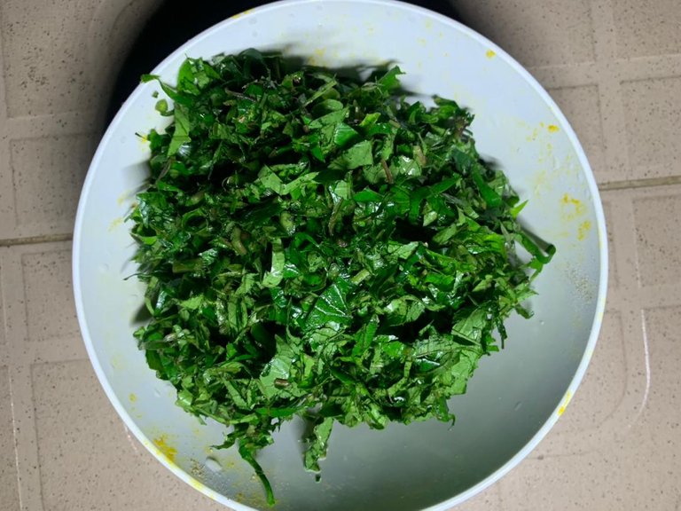 Chopped Ugwu Leaves