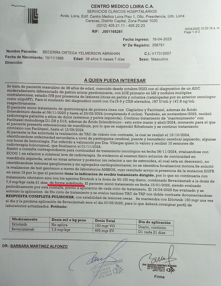 Informe oncológico 16-04-2025
