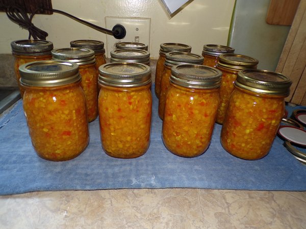 Summer squash relish  13 pints finished crop August 2020.jpg