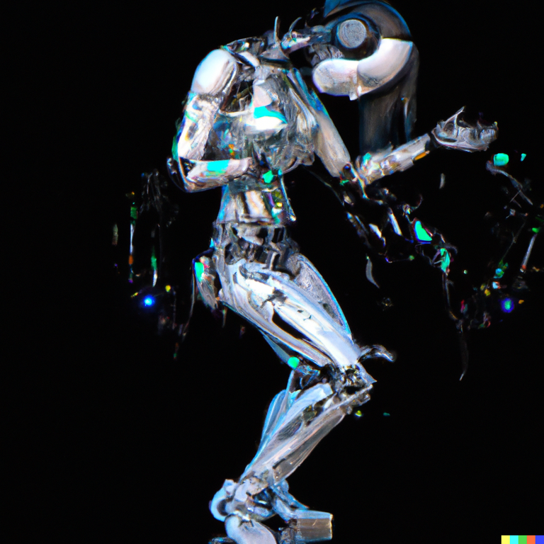 DALL·E 2023-02-08 22.30.44 - An Android, fully body, mechanical parts, 3d render, polygonal, synthesizer parts, Equalizer playing music for eyes painting.png