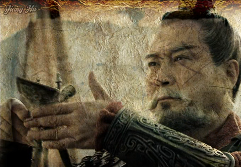 Yuan Shao swearing to put down the traitor (screenshoted from intro, hence overlay graphics)