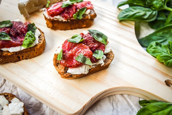 Roasted Strawberry, Basil,  Cream Crostini5.jpg