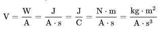 Formula del voltaje según el Sistema Internacional de medida