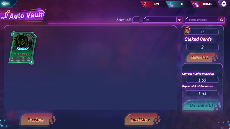 Stake New Card for Auto Vault