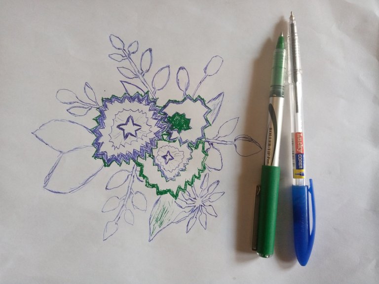 DRAWING A BLUE AND GREEN FLOWER FRAME///SISTER INDUSTRIAL TRAINING REPORT 